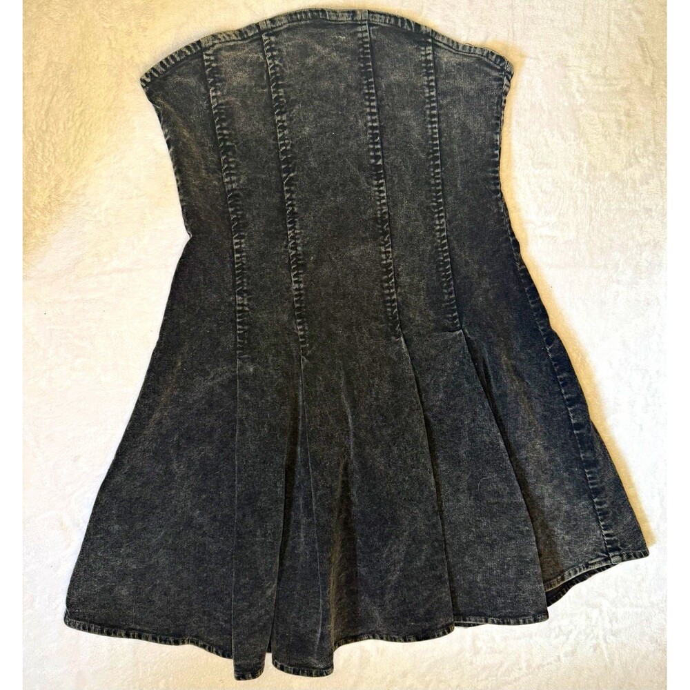 HYFVE Black Denim Strapless Seamed Corset Tank Top Solid Size M Regular
